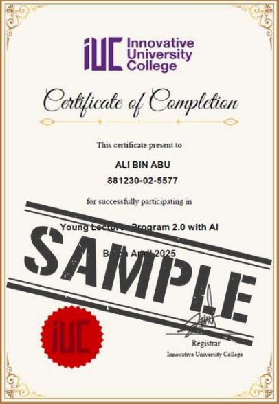 Certificate of Completion Sample