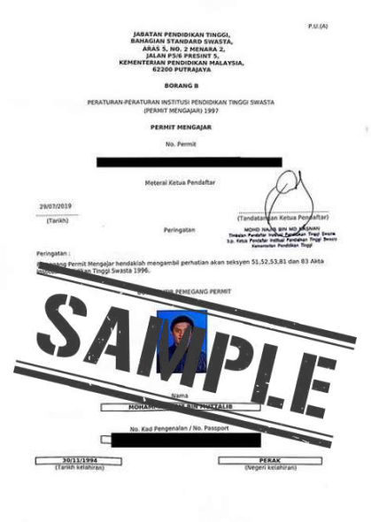 Teaching Permit Sample